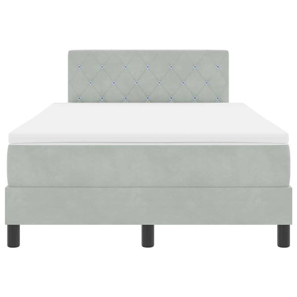 vidaXL LED Box Spring Bed with Mattress Light Gray 120 x 190 cm Velvet