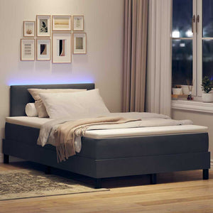 vidaXL LED Box Spring Bed with Mattress Dark Gray 120 x 190 cm Velvet