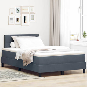 vidaXL LED Box Spring Bed with Mattress Dark Gray 120 x 190 cm Velvet