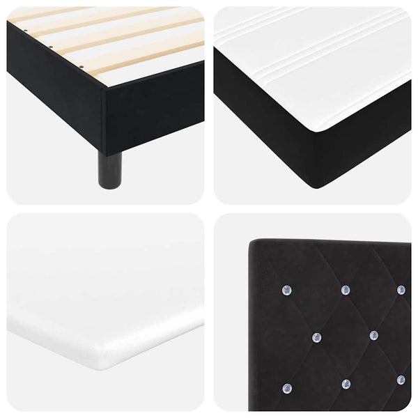 vidaXL LED Box Spring Bed with Mattress Black 120 x 190 cm Velvet