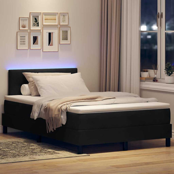 vidaXL LED Box Spring Bed with Mattress Black 120 x 190 cm Velvet
