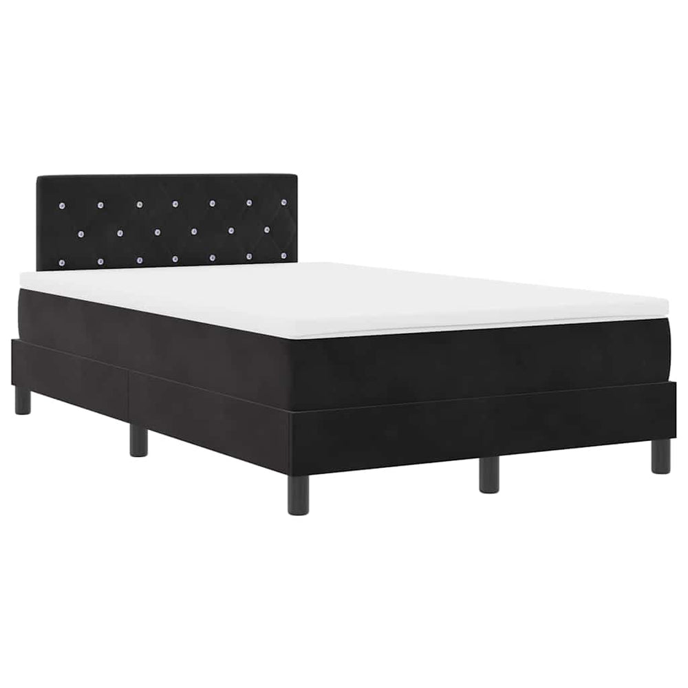 vidaXL LED Box Spring Bed with Mattress Black 120 x 190 cm Velvet