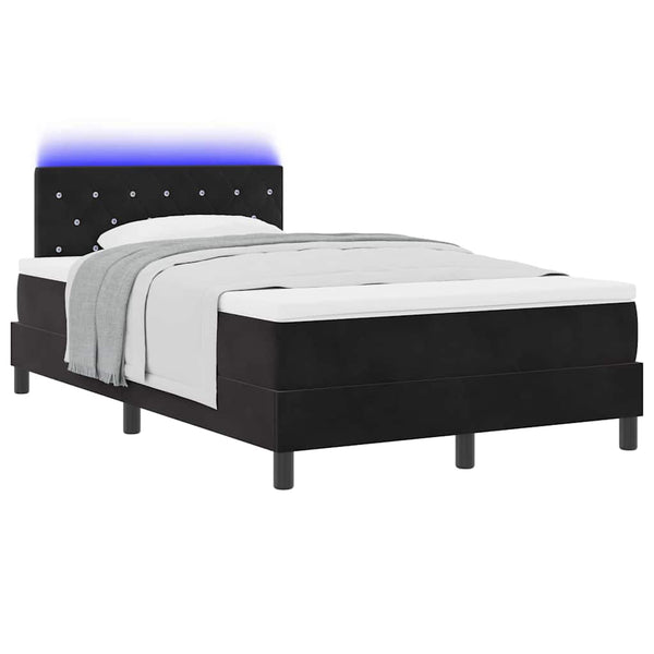 vidaXL LED Box Spring Bed with Mattress Black 120 x 190 cm Velvet