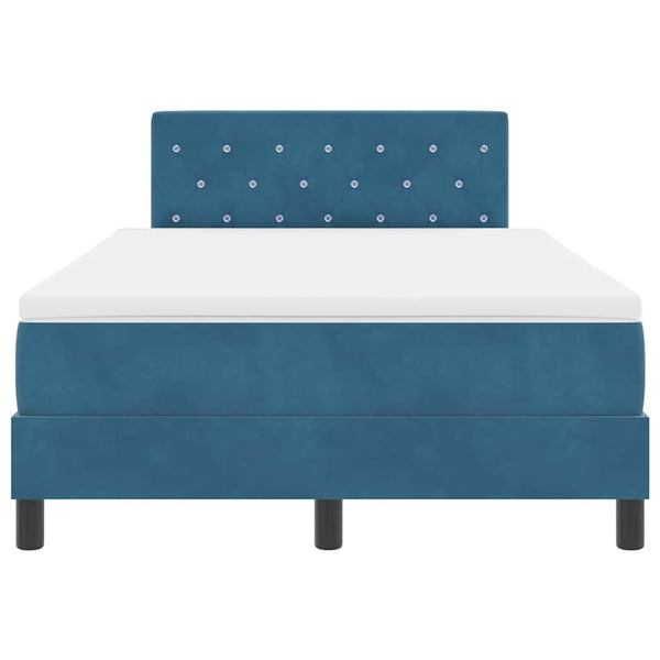vidaXL LED Box Spring Bed with Mattress Dark Blue 120 x 190 cm Velvet