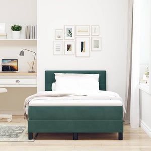 vidaXL LED Box Spring Bed with Mattress Dark Green 120 x 200 cm Velvet