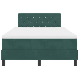 vidaXL LED Box Spring Bed with Mattress Dark Green 120 x 200 cm Velvet