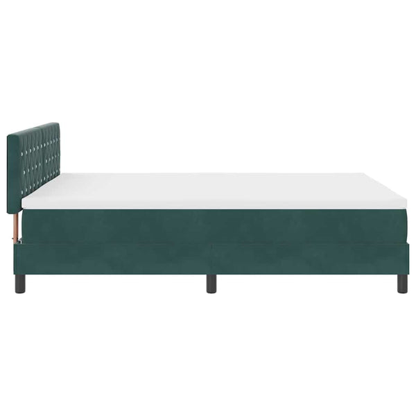 vidaXL LED Box Spring Bed with Mattress Dark Green 140 x 190 cm Velvet