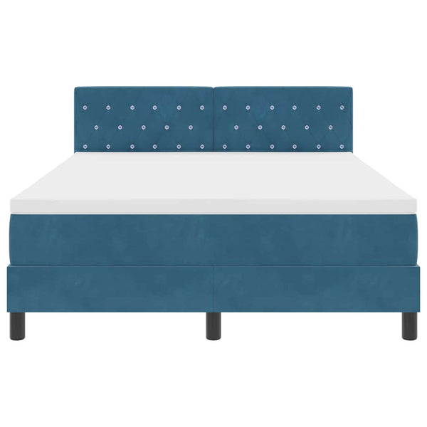 vidaXL LED Box Spring Bed with Mattress Dark Blue 140 x 190 cm Velvet