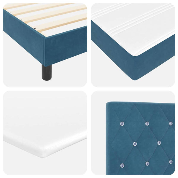vidaXL LED Box Spring Bed with Mattress Dark Blue 140 x 200 cm Velvet