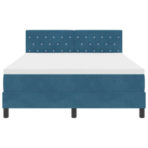 vidaXL LED Box Spring Bed with Mattress Dark Blue 140 x 200 cm Velvet