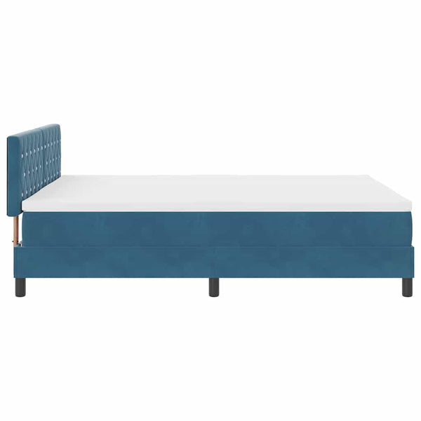 vidaXL LED Box Spring Bed with Mattress Dark Blue 140 x 200 cm Velvet