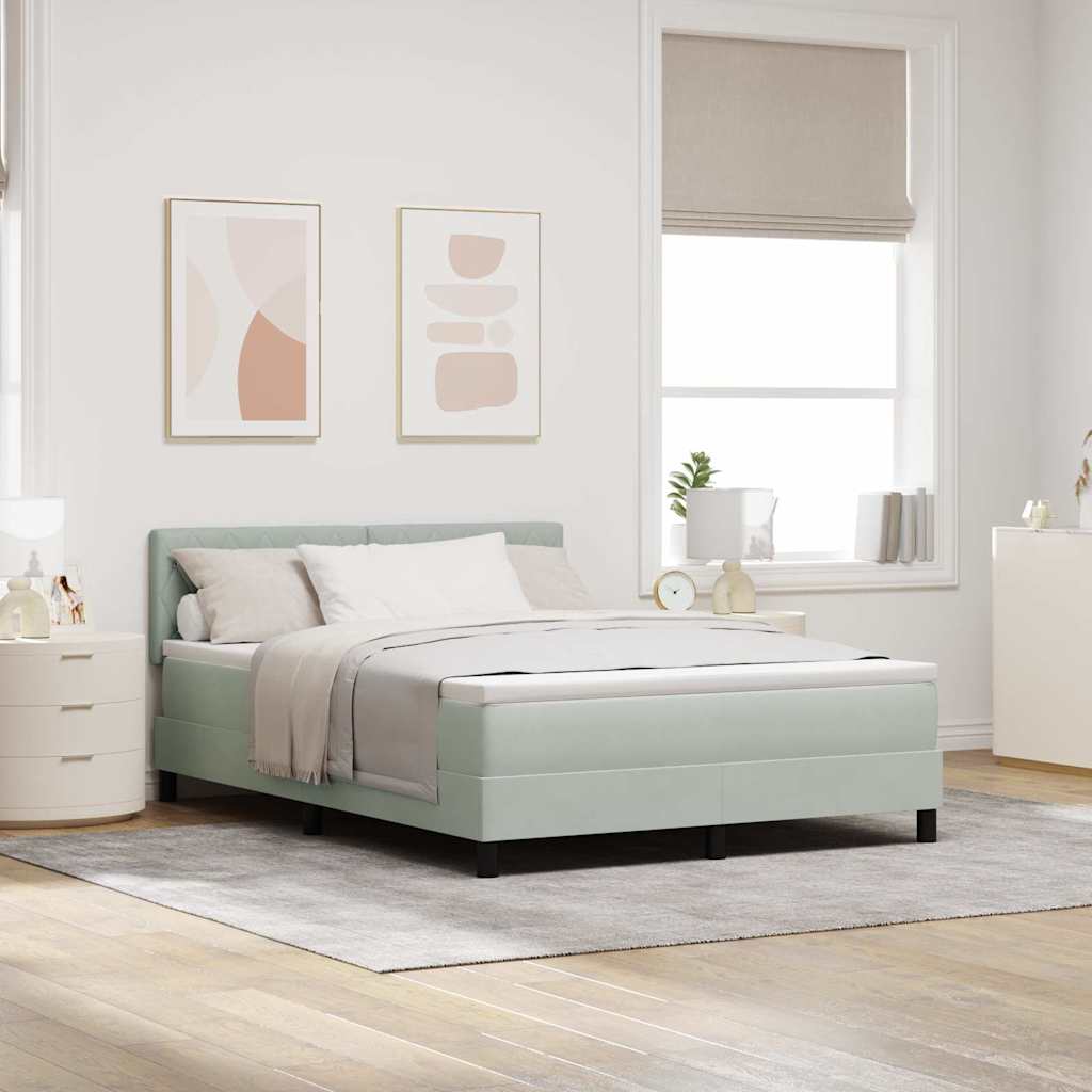 vidaXL LED Box Spring Bed with Mattress Light Grey 160 x 200 cm Velvet