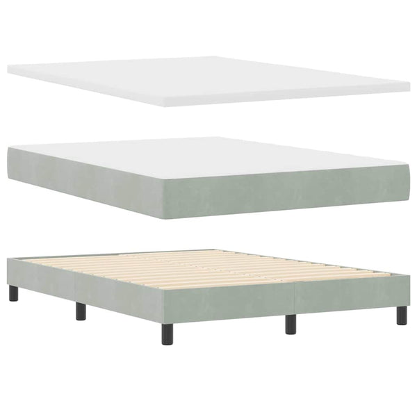 vidaXL LED Box Spring Bed with Mattress Light Grey 160 x 200 cm Velvet