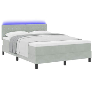 vidaXL LED Box Spring Bed with Mattress Light Grey 160 x 200 cm Velvet