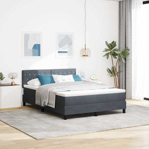 vidaXL LED Box Spring Bed with Mattress Dark Grey 160 x 200 cm Velvet