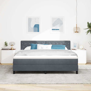 vidaXL LED Box Spring Bed with Mattress Dark Grey 180 x 200 cm Velvet