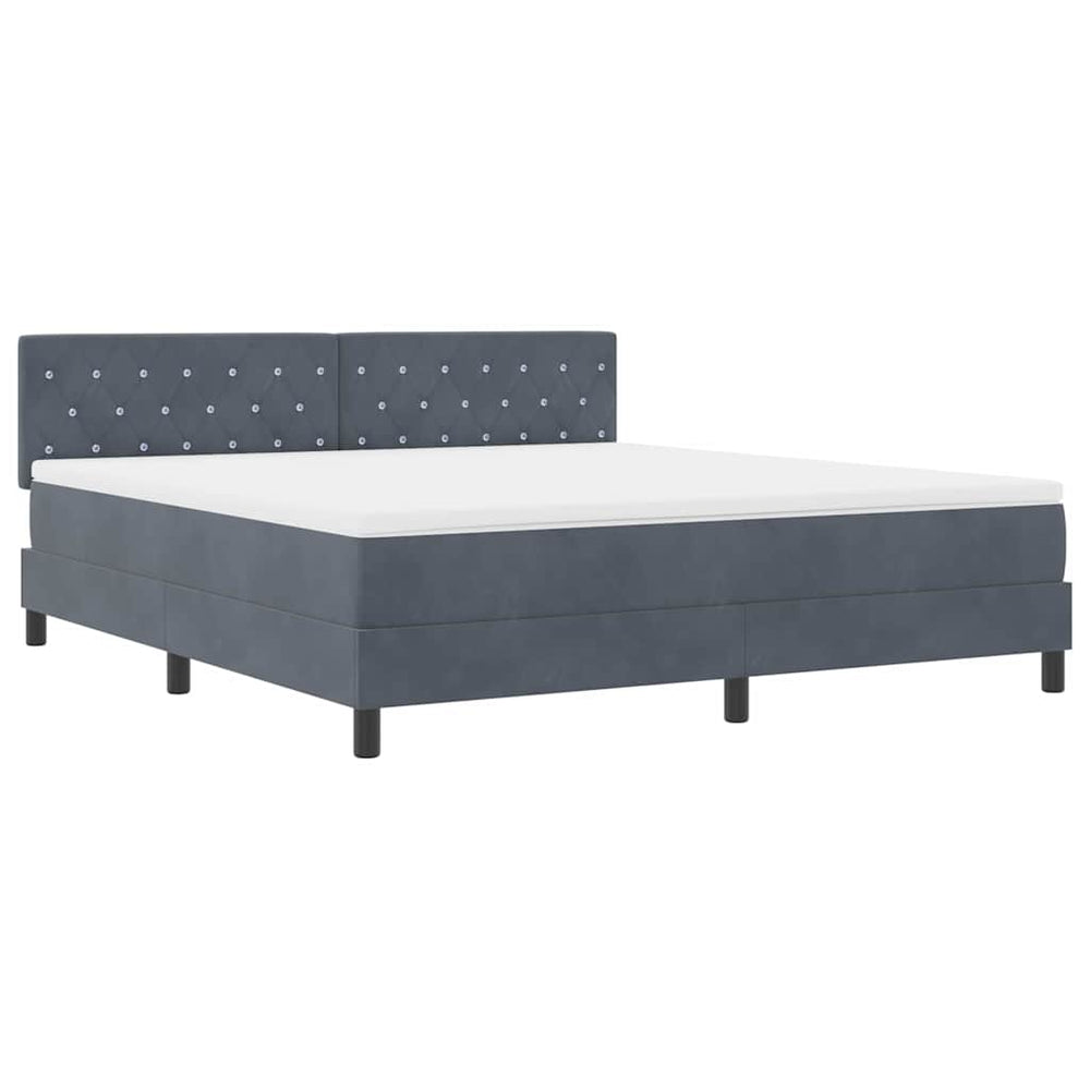 vidaXL LED Box Spring Bed with Mattress Dark Grey 180 x 200 cm Velvet