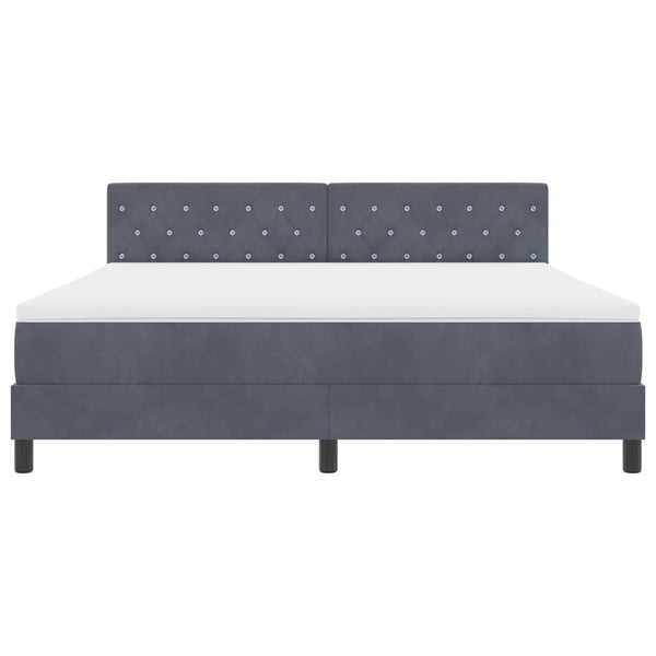 vidaXL LED Box Spring Bed with Mattress Dark Grey 180 x 200 cm Velvet