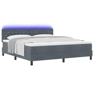 vidaXL LED Box Spring Bed with Mattress Dark Grey 180 x 200 cm Velvet