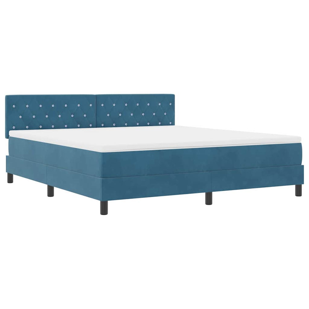 vidaXL LED Box Spring Bed with Mattress Dark Blue 180 x 200 cm Velvet