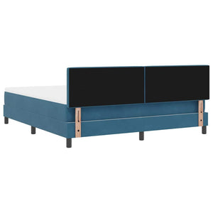 vidaXL LED Box Spring Bed with Mattress Dark Blue 180 x 200 cm Velvet