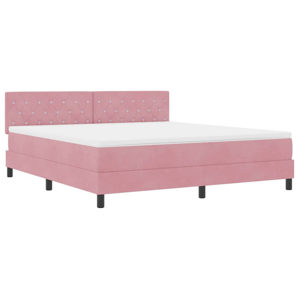 vidaXL LED Box Spring Bed with Mattress and LED Pink 180 x 200 cm Velvet