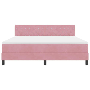 vidaXL LED Box Spring Bed with Mattress and LED Pink 180 x 200 cm Velvet