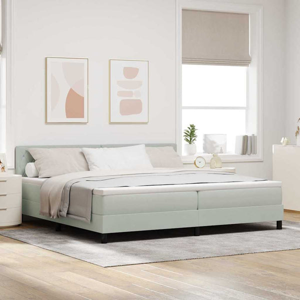 vidaXL LED Box Spring Bed with Mattress Light Gray 200 x 200 cm Velvet