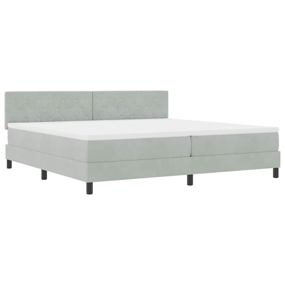 vidaXL LED Box Spring Bed with Mattress Light Gray 200 x 200 cm Velvet