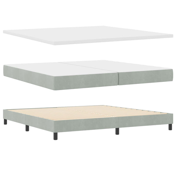 vidaXL LED Box Spring Bed with Mattress Light Gray 200 x 200 cm Velvet