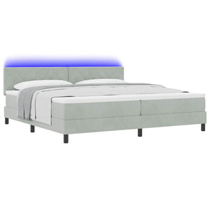 vidaXL LED Box Spring Bed with Mattress Light Gray 200 x 200 cm Velvet