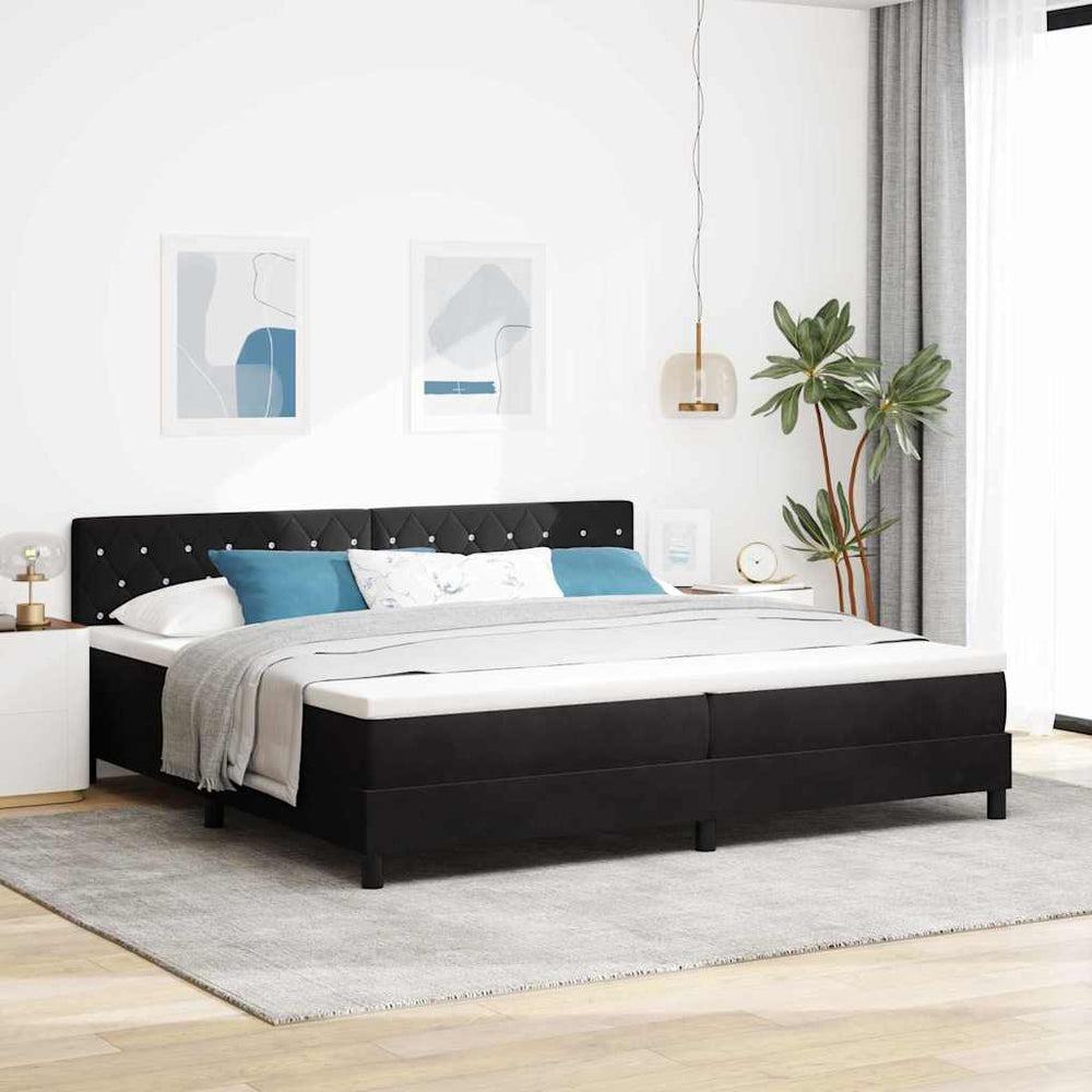 vidaXL LED Box Spring Bed with Mattress Black 200 x 200 cm Velvet