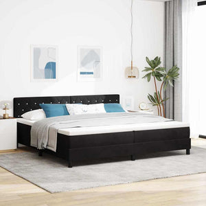 vidaXL LED Box Spring Bed with Mattress Black 200 x 200 cm Velvet