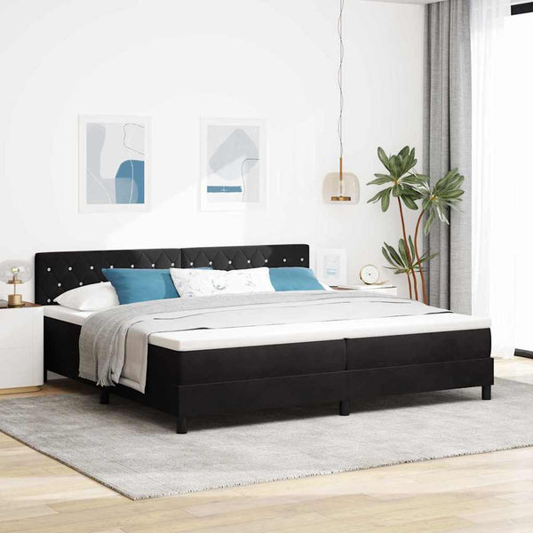 vidaXL LED Box Spring Bed with Mattress Black 200 x 200 cm Velvet