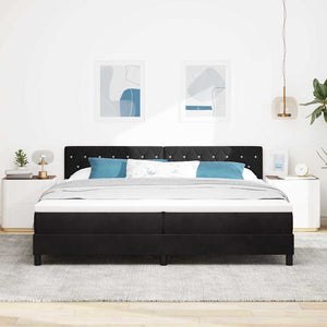 vidaXL LED Box Spring Bed with Mattress Black 200 x 200 cm Velvet