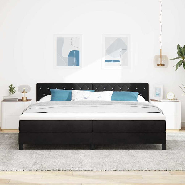 vidaXL LED Box Spring Bed with Mattress Black 200 x 200 cm Velvet