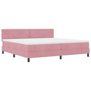 vidaXL LED Box Spring Bed with Mattress and LED Pink 200 x 200 cm Velvet