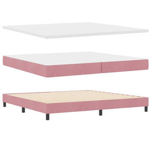 vidaXL LED Box Spring Bed with Mattress and LED Pink 200 x 200 cm Velvet