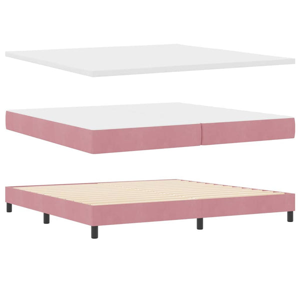 vidaXL LED Box Spring Bed with Mattress and LED Pink 200 x 200 cm Velvet