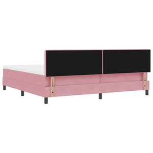 vidaXL LED Box Spring Bed with Mattress and LED Pink 200 x 200 cm Velvet