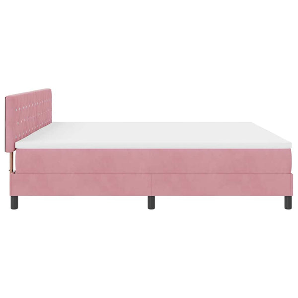 vidaXL LED Box Spring Bed with Mattress and LED Pink 200 x 200 cm Velvet