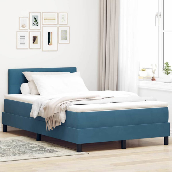 vidaXL LED Box Spring Bed with Mattress and Blue LED 120 x 190 cm Velvet