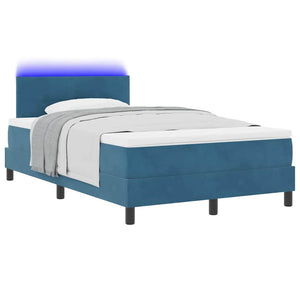 vidaXL LED Box Spring Bed with Mattress and Blue LED 120 x 190 cm Velvet