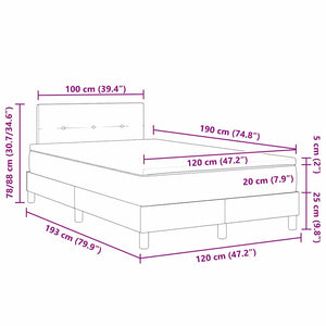vidaXL LED Box Spring Bed with Mattress and Blue LED 120 x 190 cm Velvet