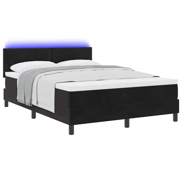 vidaXL LED Box Spring Bed with Mattress Black 140 x 200 cm Velvet