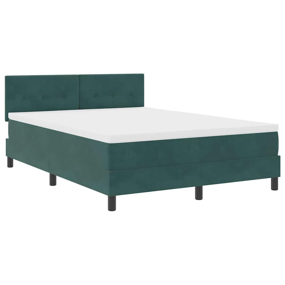 vidaXL LED Box Spring Bed with Mattress Dark Green 160 x 200 cm Velvet