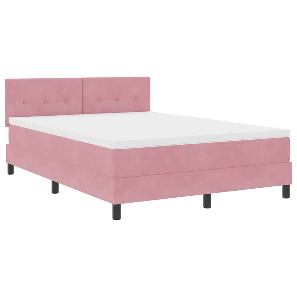vidaXL LED Box Spring Bed with Mattress and LED Pink 160 x 200 cm Velvet