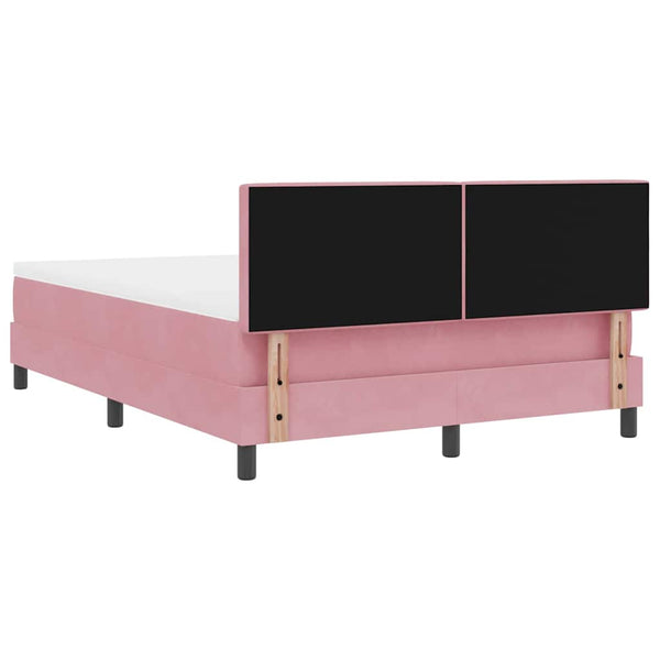 vidaXL LED Box Spring Bed with Mattress and LED Pink 160 x 200 cm Velvet