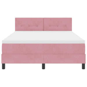 vidaXL LED Box Spring Bed with Mattress and LED Pink 160 x 200 cm Velvet