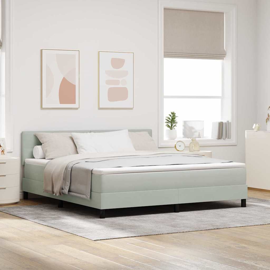 vidaXL LED Box Spring Bed with Mattress Light Gray 180 x 200 cm Velvet